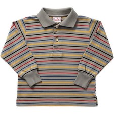 Vintage Buster Brown Kids 4T Striped Long Sleeve Polo Shirt Gray Made in USA
