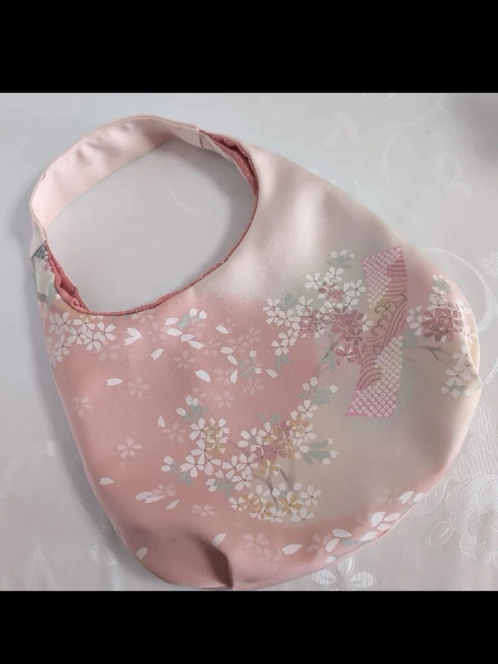 mini bolso rosa sakura antiguo hecho a mano de Japón único kimono remake Foto 3 de 4
