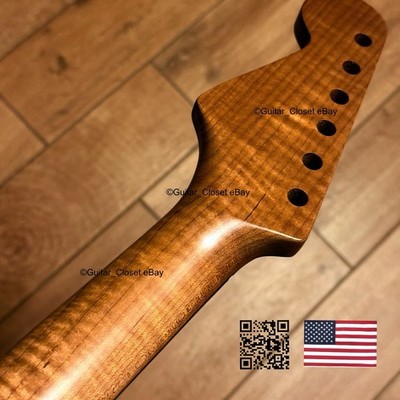 Roasted Flame Maple Rosewood Strat Neck Satin Fits Warmoth & Fender body 0SR6