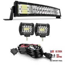 Curved LED 22Inch Light Bar with 2x4inch LED Pods Fog Lights 22 Inch White