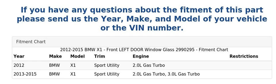 BMW X1 2012-2015 - Cristal ventana puerta delantera izquierda 2990295 Foto 3 de 3