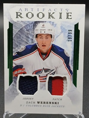 2016-17 UD Artifacts Rookie Emerald Patch Jersey Zach Werenski /99 Columbus BJ