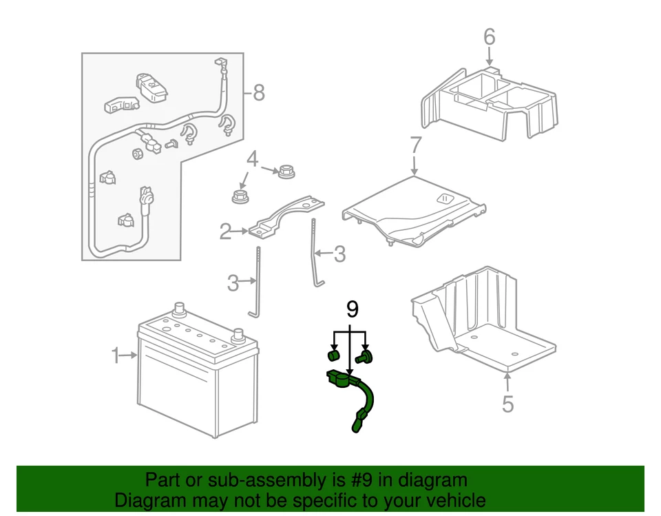 Original Acura 2007-2008 Acura TL - Conjunto de cable batería tierra 32600-SEP-A10 Foto 2 de 2