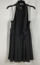 Express Women's Black Polka Dot Sleeveless Mock Neck Dress Size 10 NWT