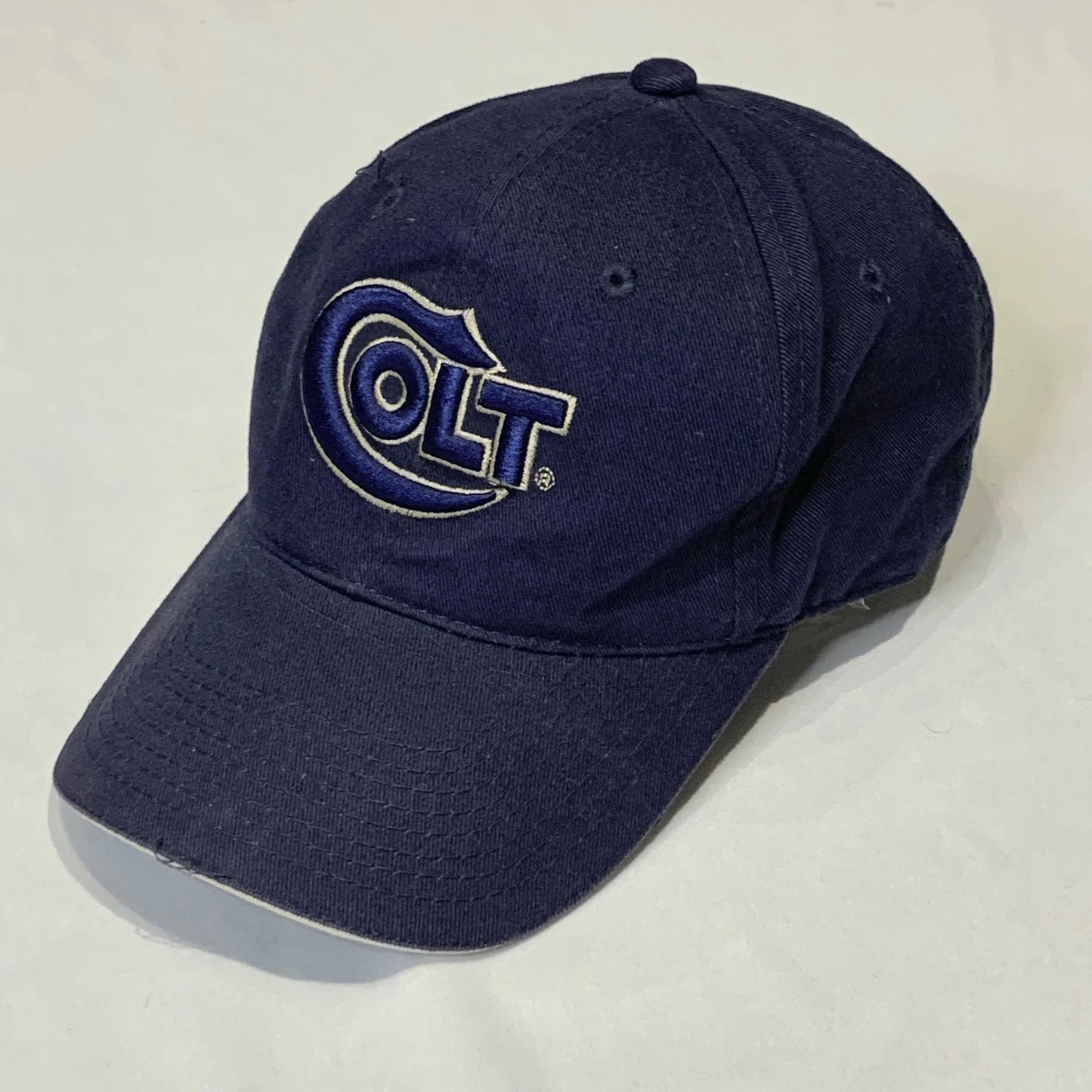 VTG Y2K Colt Logo Hat Navy Blue Adjustable Baseball Cap Outdoor Cap Company