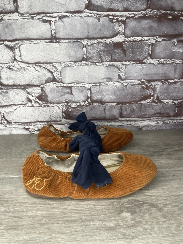 Sam Edelman Felicity Mostaza Azul Marino Arco Ballet Zapatos Planos Niños Grandes Talla 3M EE. UU./34EU Foto 3 de 4