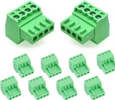 10 PCS 4 Pin 2.54mm Pitch Screw Terminal Block Connector 26 18AWG Pluggable