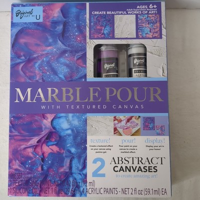 Original Art By U Marble Pour W/2 Abstract Canvases To Create Amazing Art BNIB!