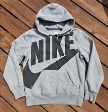 Nike Sportswear Pullover Hoodie Big Logo Swoosh Spellout Small Distressed