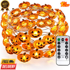 Orange Halloween Lights Battery Operated Pumpkin Fairy LED String Light