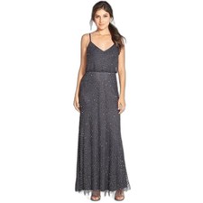 Adrianna Papell Blouson Gown Woman's Size 12 Gunmetal Gray Art Deco NWT