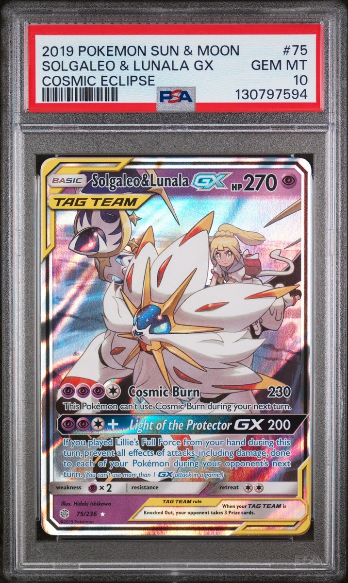PSA 10 Solgaleo & Lunala GX 75/236 Cosmic Eclipse Ultra Rare
