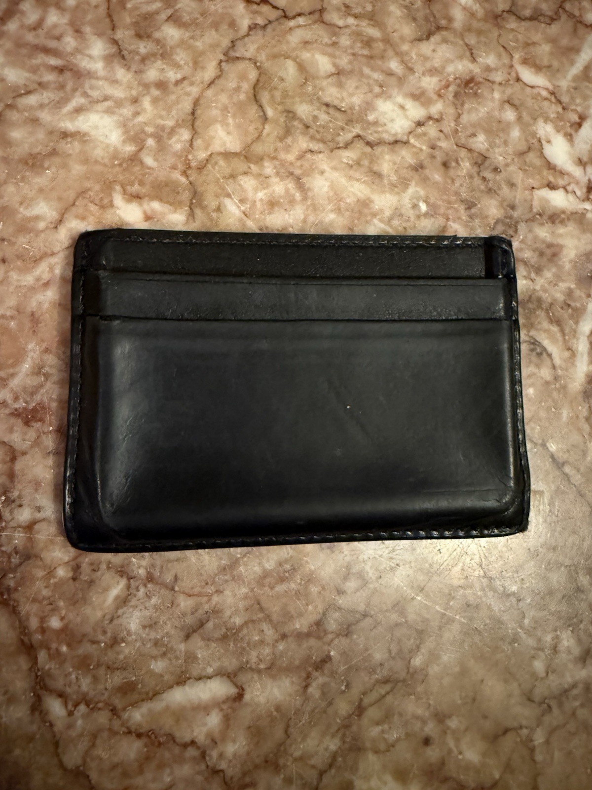 Coach Money Clip Credit Card Holder Case ID Black Leather-image