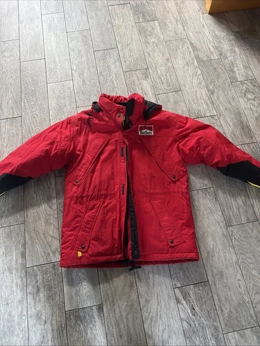 Marlboro Country Store Red Down Jacket Size XL Vintage Puffer Winter Coat video thumbnail
