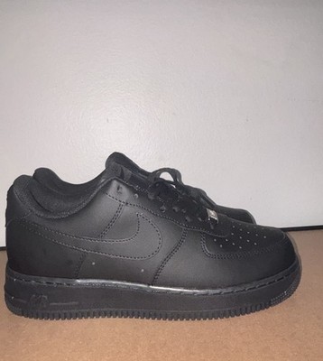 Nike Air Force 1 Low Top Men's Black Leather Lace Up Sneakers