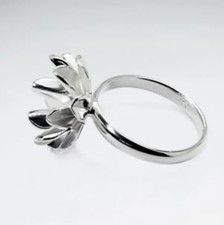 NEW 925 Sterling Silver Handmade Dimensional Flower Blossom Ring Size 6 3mm