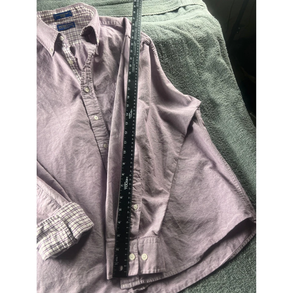 Camisa Pendleton Oxford de tela con botones lavanda cuello a cuadros talla XL Foto 4 de 4