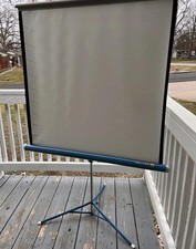 Vtg Blue Da-Lite Comet 40"x40" Portable Projector Screen Retractable with Tripod