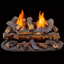Ventless Dual Fuel Gas Log Set - 24 In. Berkshire Split Oak - Remote Control