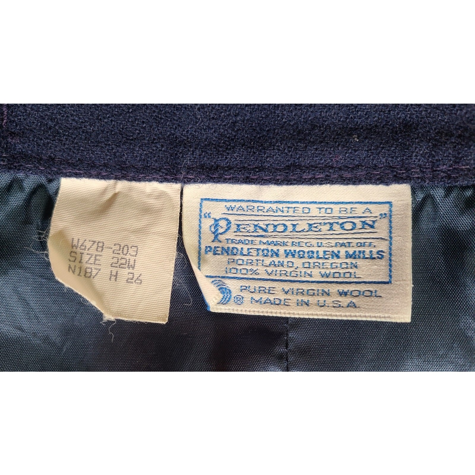 VTG Pendleton PLUS SIZE 22W Solid Navy Skirt Line… - image 3