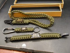 3 Pcs Heavy Duty Braided Paracord Lanyard Keychain with USA Flag, Parachute R...