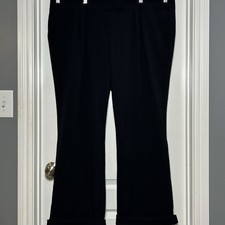 Tahari Arthur S. Levine Black Cuffed Hem Pleated Bootcut Dress Pants Trousers