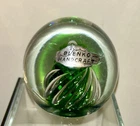 Vintage Blenko Handmade Glass Swirl Paperweight Green Clear MCM 1960's 3” H Nice
