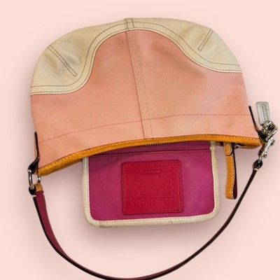 COACH Y2K Vintage Signature Small Pink Hobo Shoulder Bag Purse