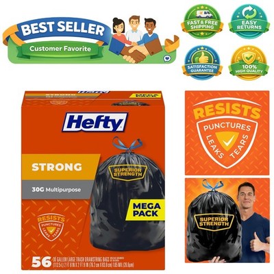 Strong 30 Gallon Trash Bags, Large Trash Bags 30 Gallon Size, Durable Drawstr...