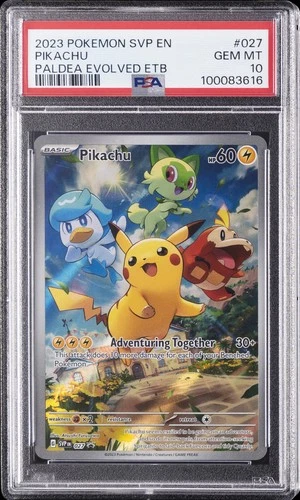 2023 POKEMON SVP PALDEA EVOLVED ELITE TRAINER BOX #027 PIKACHU PSA 10