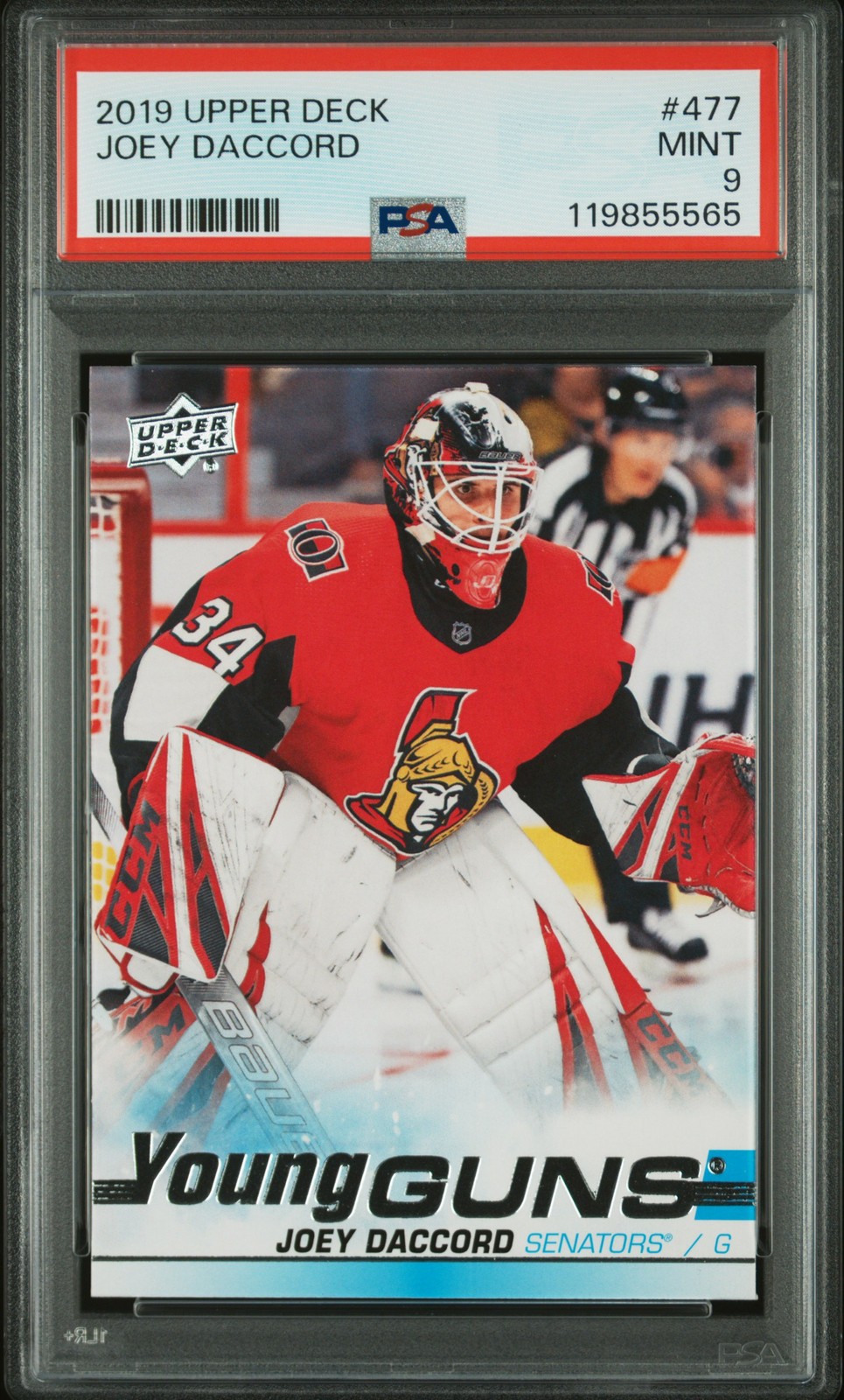 2019-20 Upper Deck Joey Daccord #477 Young Guns Rookie / PSA 9