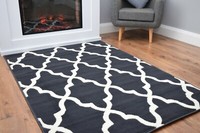 Grey Trellis Area Rug Mat Large Small Modern Living Room Floor Carpet Cheap UK 
