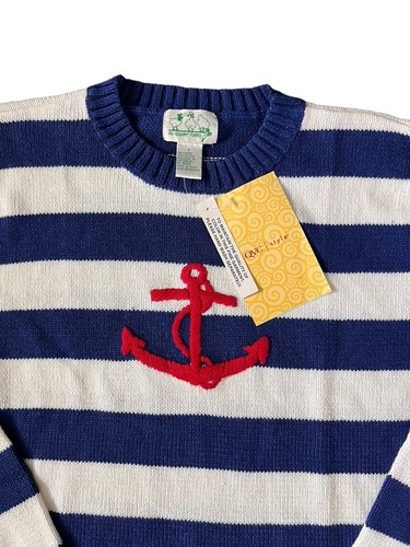 Quaker Factory Women’s L Sweater Red White Blue Anchor American Stars & Stripes - Picture 3 of 16