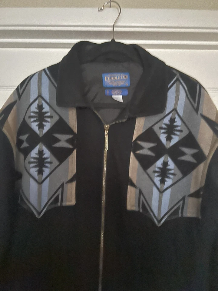 VTG Pendleton Coat Mens Medium Black Virgin Wool High Grade Western Wear Native - Image 2 of 4