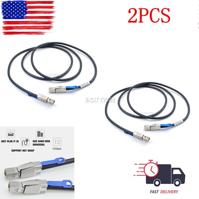 2PCS SFF-8644 To SFF-8644 Male External HD Mini SAS Cable – 6FT/2M, For Dell GYK61