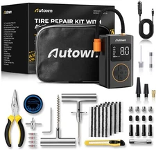 Flat Tire Repair Kit with Air Compressor 54 Pieces for Car Motorcycle ATV Jee...