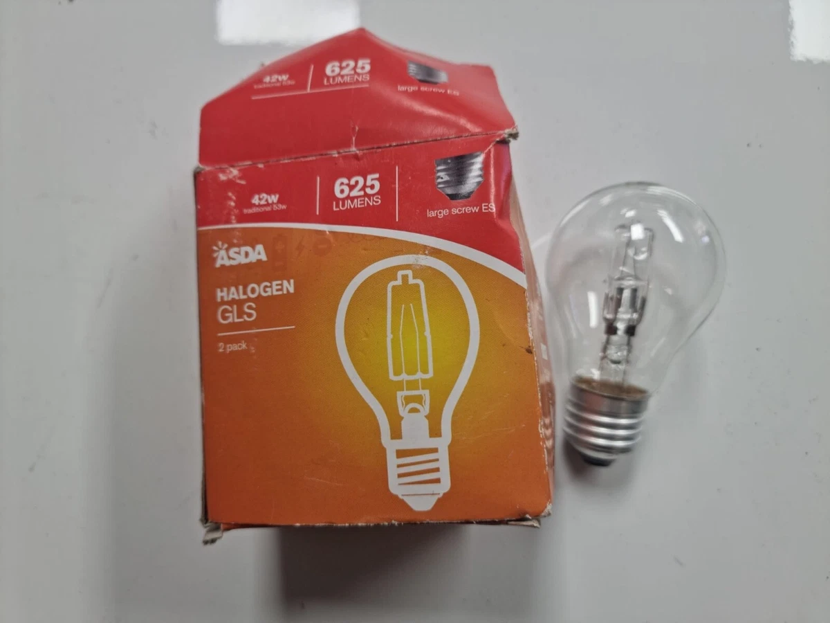 New Boxed Asda GLS Halogen Light Bulbs 42w ES Large Screw Warm