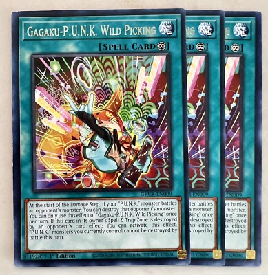 Yugioh GRCR-EN009 3X Gagaku PUNK Wild Picking Spell 1st Edition