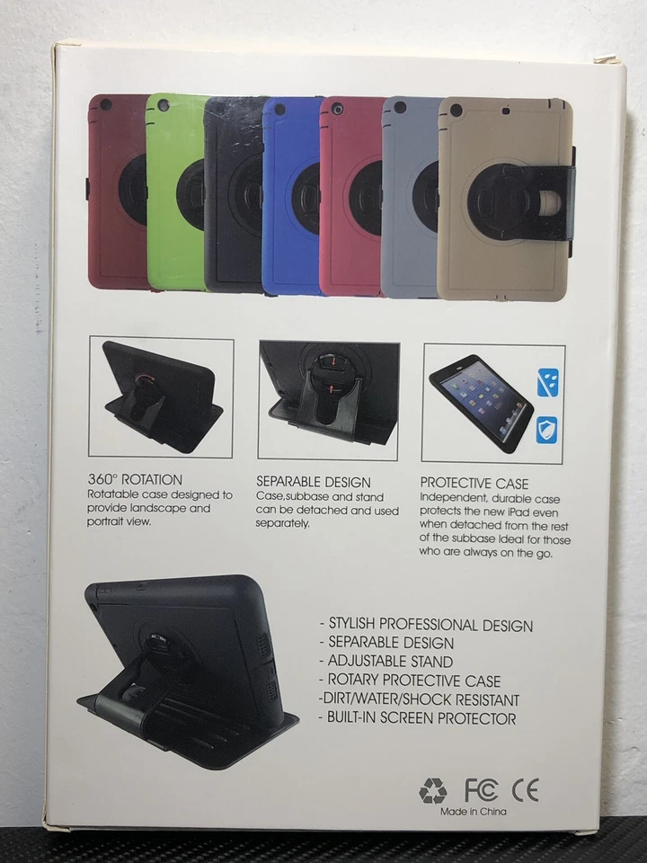 Heavy Duty Hybrid Hard Protective 360 Rotating Stand Case iPad mini 1 2 3 - RED - Image 2 of 4