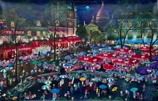 Alexander Chen A NIGHT IN MONTMARTRE Hand Signed Serigraph on Canvas