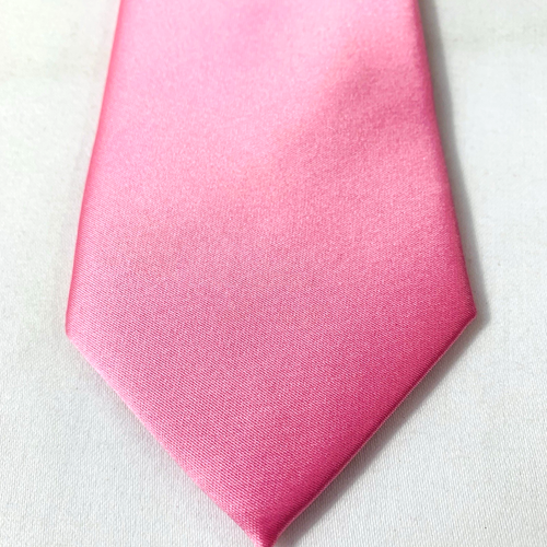 JF J. Ferrar Men's Polyester Tie ~ Pink ~ Solid Pattern Satin Texture - Picture 2 of 4