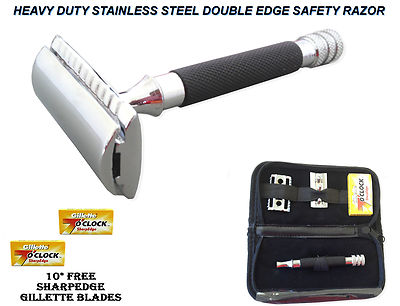 Genuine Men Safety Razor Double Edge Razors +10 Free Blades & Pouch ...