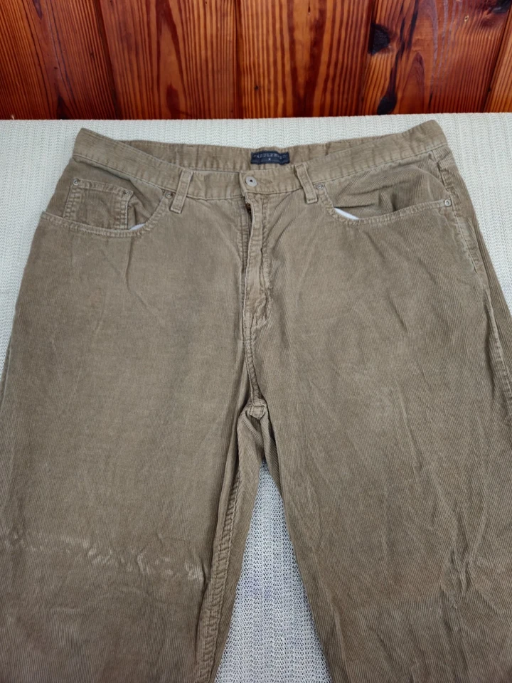 Pantalones de pana Saddlebred para hombre 40x32 cordones de algodón beige pierna recta calce clásico Foto 3 de 4