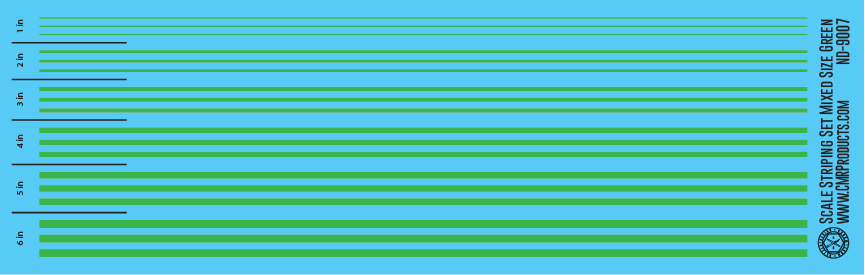 HO Scale - Scale Striping Set Mixed Size Green
