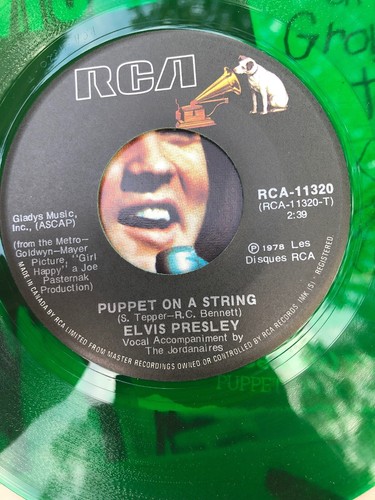 ELVIS PRESLEY - Sings For Children - Victor RCA Rock Green Vinyl RECORD w/ COVER - Picture 9 of 10