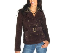 New Without Tag Esprit Edc Corduroy Belted Tie Waist Trench Jacket Size Small