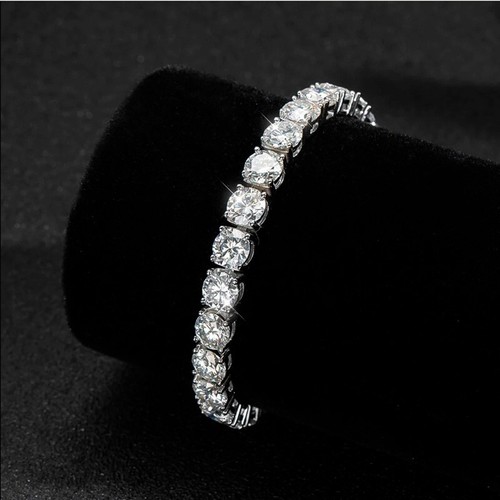 3-6.5MM VVS1 Moissanite Tennis Bracelet For Women Men Chain Sterling Silver GRA - Picture 4 of 19
