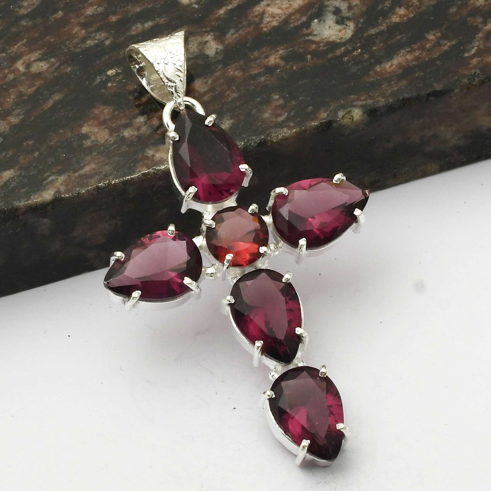 Amethyst Gemstone Ethnic Handmade Cross Pendant Jewelry New Year Gift  AP-15860