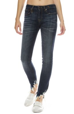 R13 Jeans Indigo Kate Skinny Angled Hem Fray-Howell Dark Wash Denim Size 27