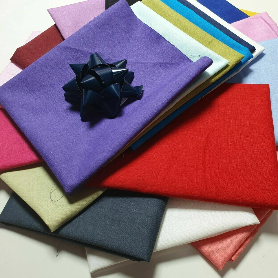 20pcs 25x25cm 100% Cotton Fabric Plain Pre-Cut Fat Quarters Bundle DIY Decor  - Image 3 of 4